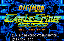 Digimon Tamers: Battle Spirit title screen for WonderSwan Color